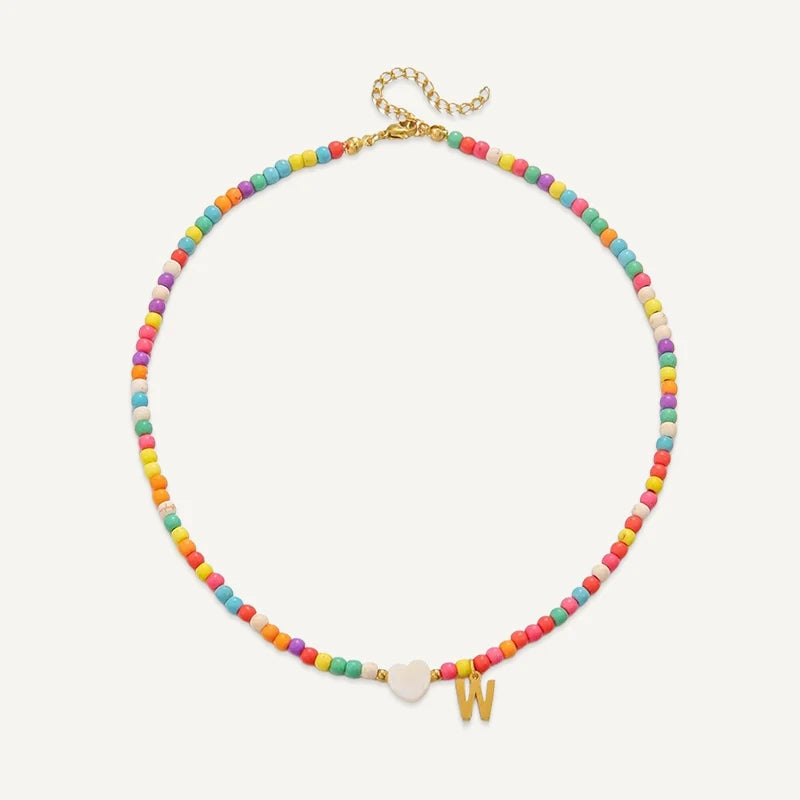 Collier Initiale Enfant Multicolore W