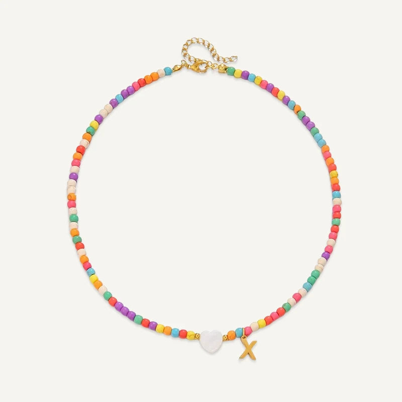 Collier Initiale Enfant Multicolore X