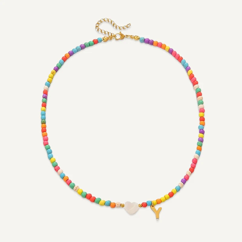Collier Initiale Enfant Multicolore Y
