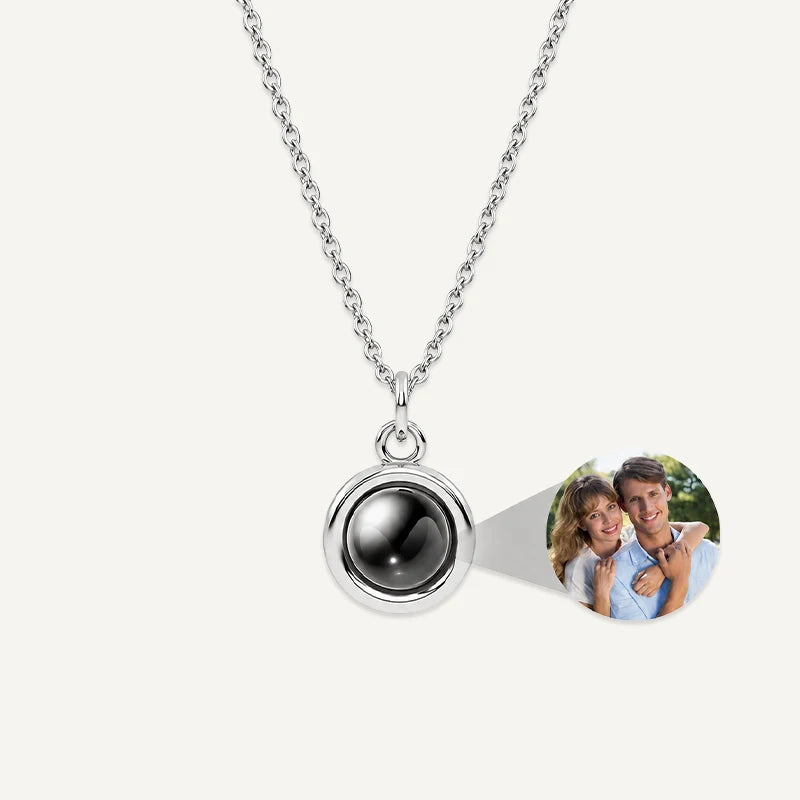 Collier Lentille Projection Photo Argent