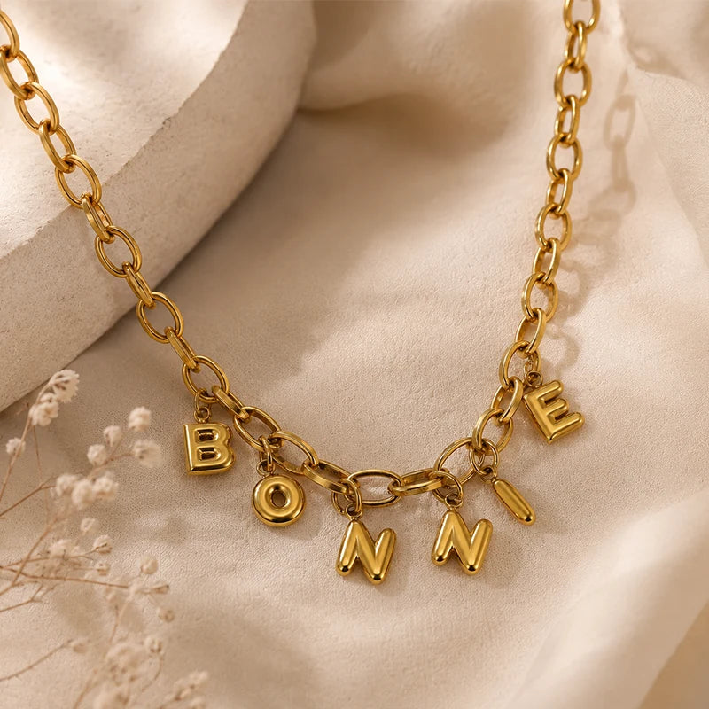 collier-lettre-3d-personnalise-chaine-maillons Acier Inoxydable