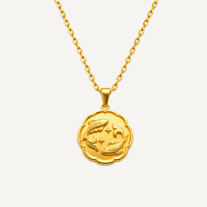 Collier Médaille du Zodiaque Poissons