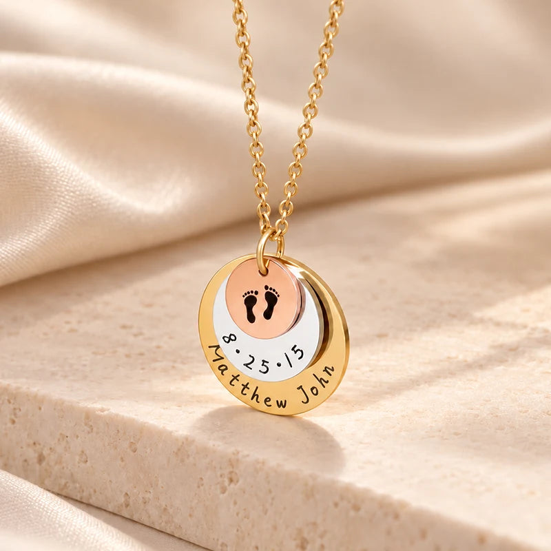 Collier Médaillon Naissance Personnalisé Acier Inoxydable