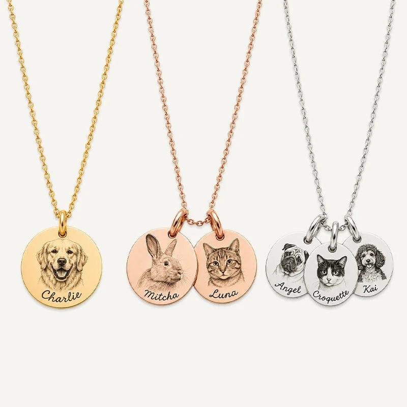 Collier Médaillon Photo Animal Gravé