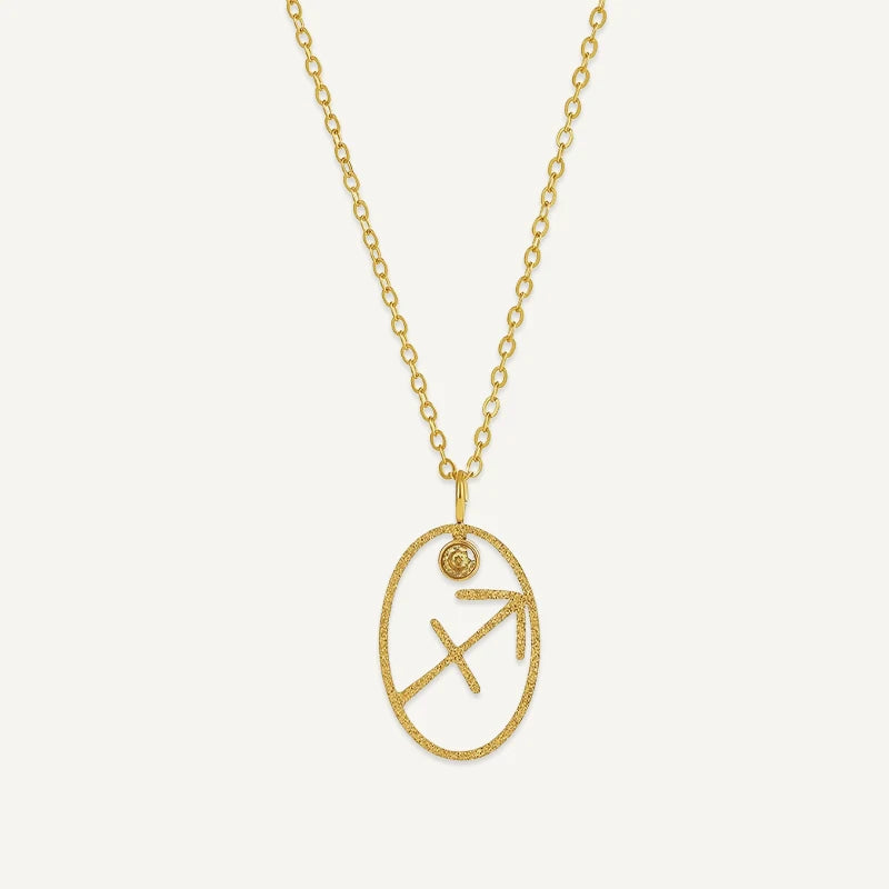 Collier Ovale Signe Astrologique avec Pierre de Naissance Sagittaire