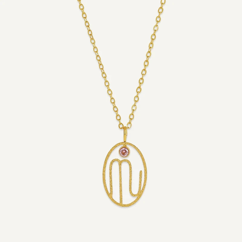 Collier Ovale Signe Astrologique avec Pierre de Naissance Scorpion