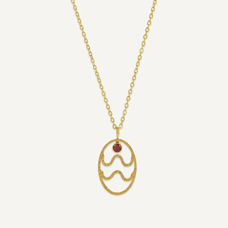 Collier Ovale Signe Astrologique avec Pierre de Naissance Verseau