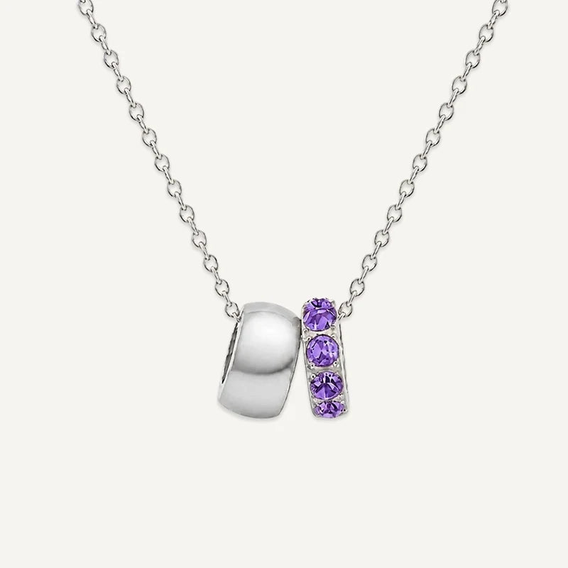 Collier Pendentif Pierre de Naissance Argent Février