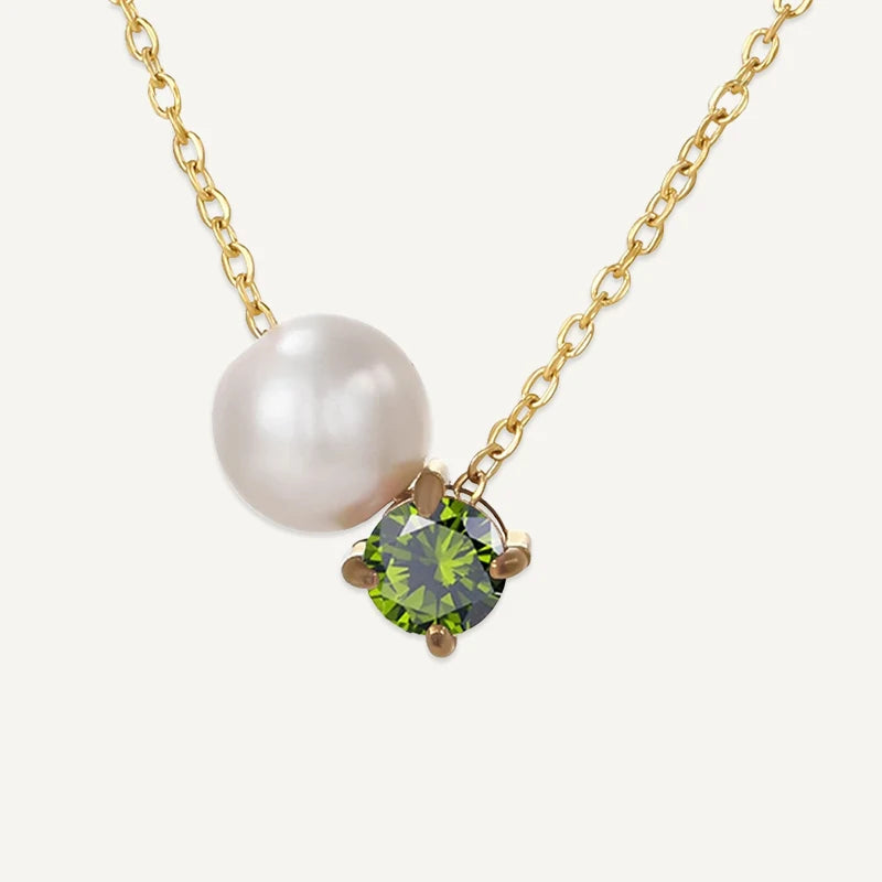 Collier Perle et Pierre de Naissance Août