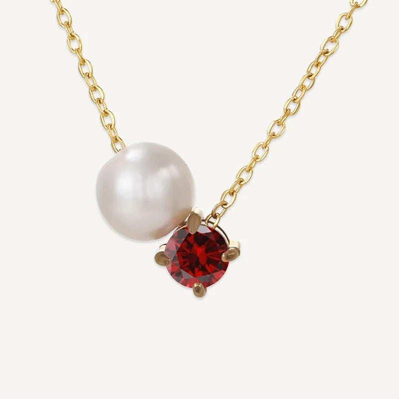 Collier Perle et Pierre de Naissance Janvier