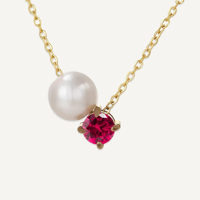 Collier Perle et Pierre de Naissance Juillet