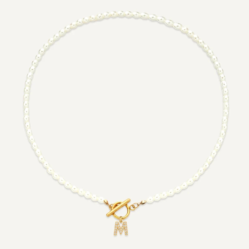 Collier Perles Initiale M