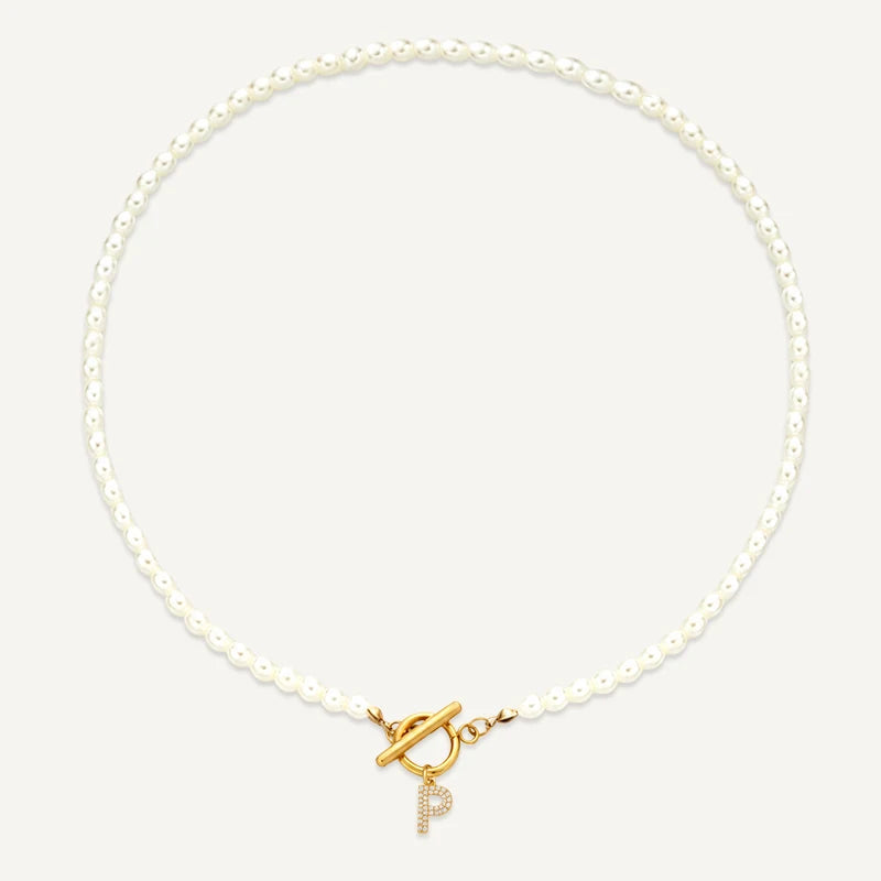 Collier Perles Initiale P