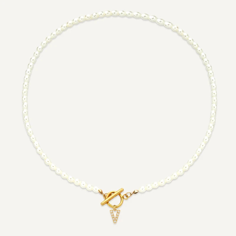 Collier Perles Initiale V