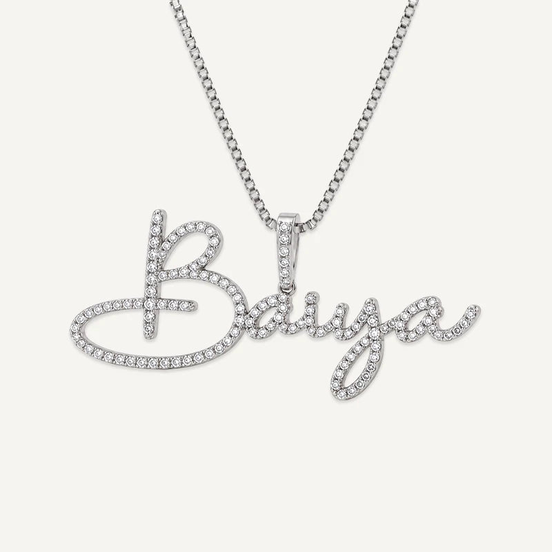 Collier Personnalisé Prénom Strass Argent