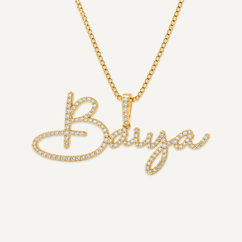 Collier Personnalisé Prénom Strass Or