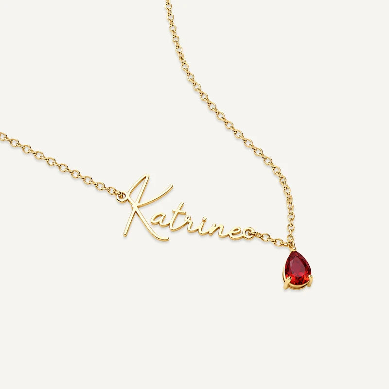 Collier Pierre de Naissance avec Prénom Or