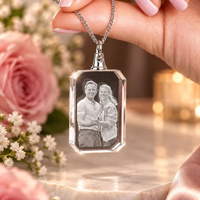 Collier Plaque Photo Cristal 3D Cristal