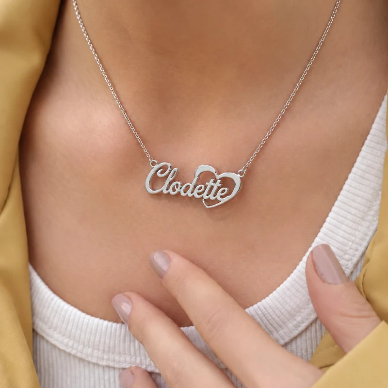 Collier Prénom Cœur Argent Femme