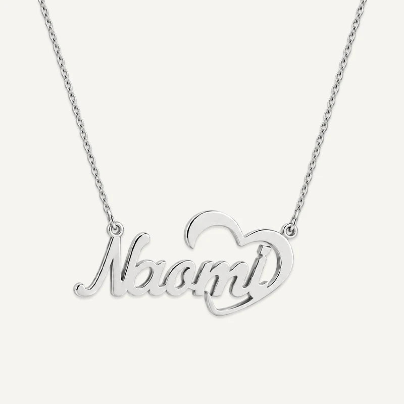 Collier Prénom Cœur Argent