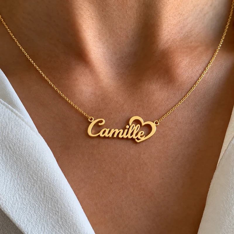 Collier Prénom Cœur Or Femme