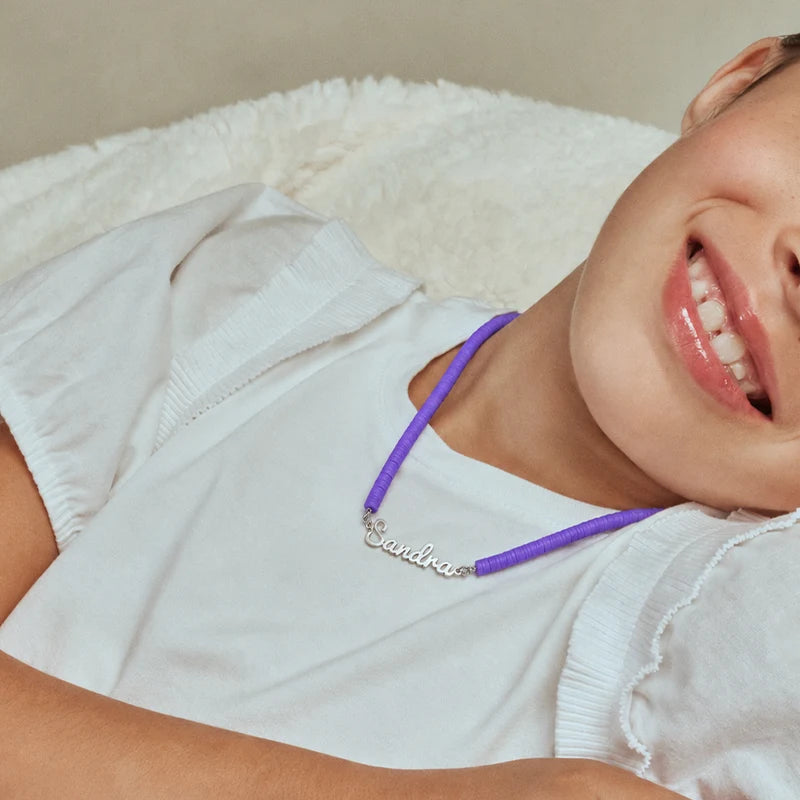 Collier Prénom Enfant Coloré Argent Enfant