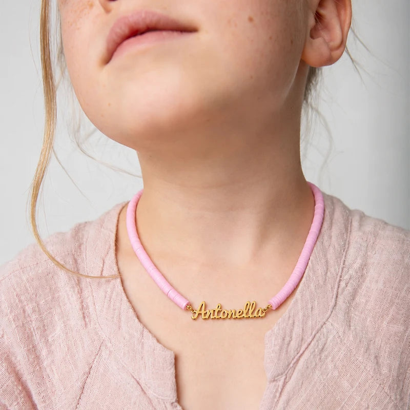 Collier Prénom Enfant Coloré Or Enfant