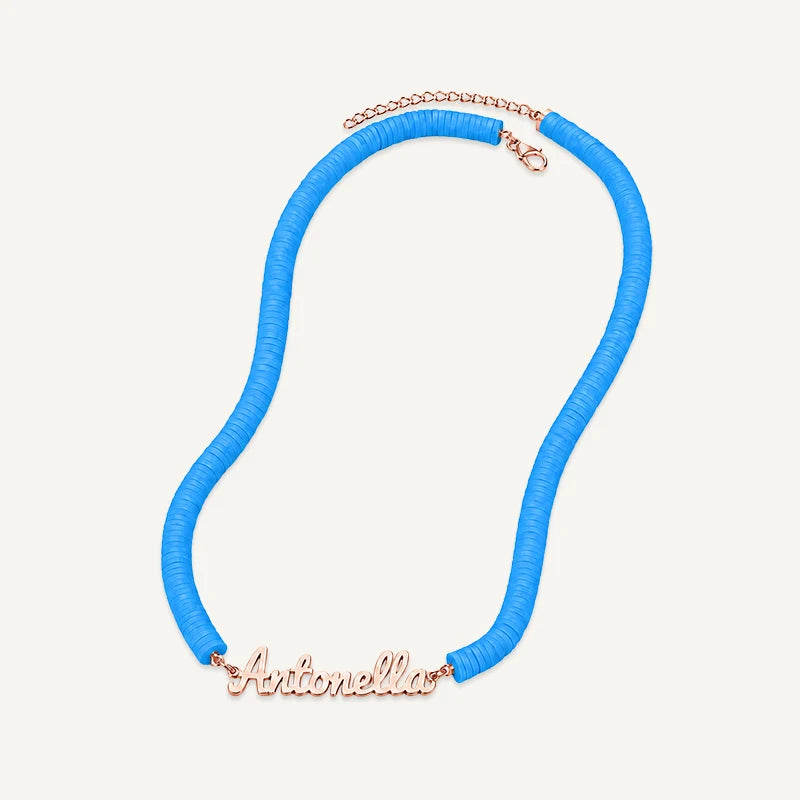 Collier Prénom Enfant Coloré Or Rose Bleu
