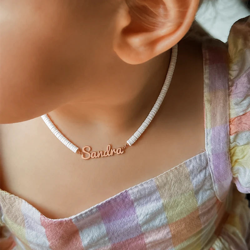 Collier Prénom Enfant Coloré Or Rose Enfant