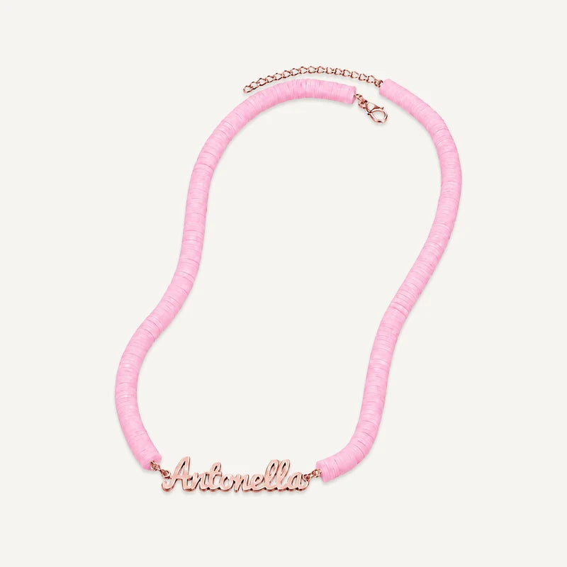 Collier Prénom Enfant Coloré Or Rose Rose