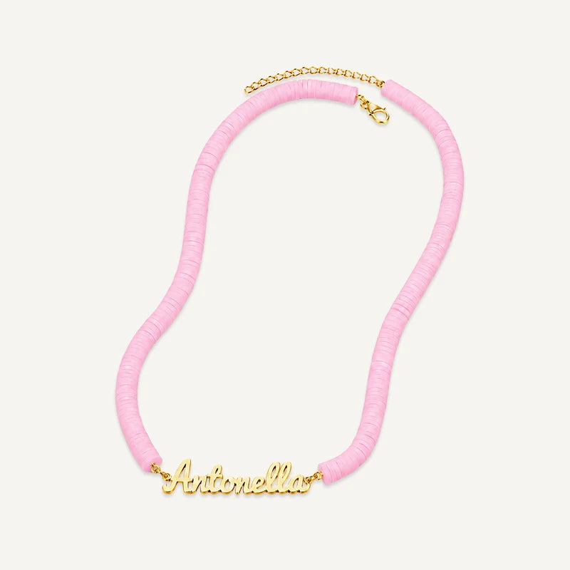 Collier Prénom Enfant Coloré Or Rose