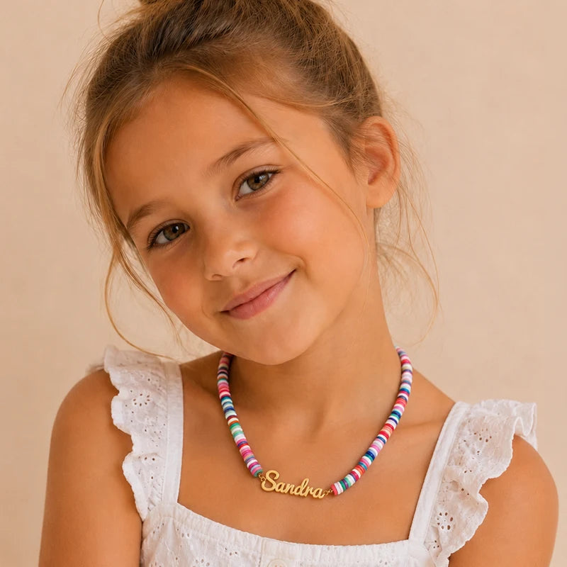 Collier Prénom Enfant Multicolore Or Enfant