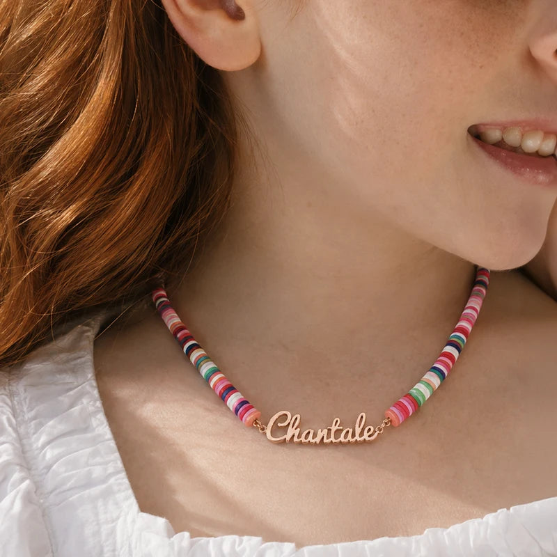 Collier Prénom Enfant Multicolore Or Rose Enfant