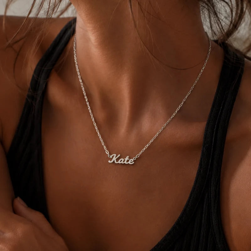 Collier Prénom Personnalisé Chaîne à Maillons Argent Femme