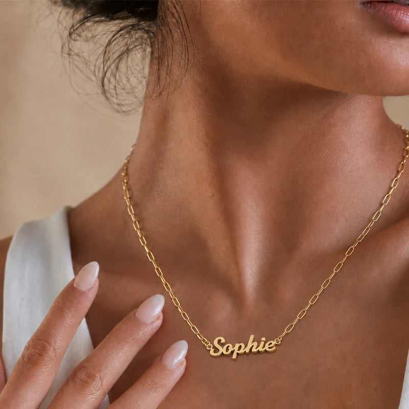 Collier Prénom Personnalisé Chaîne à Maillons Or Femme