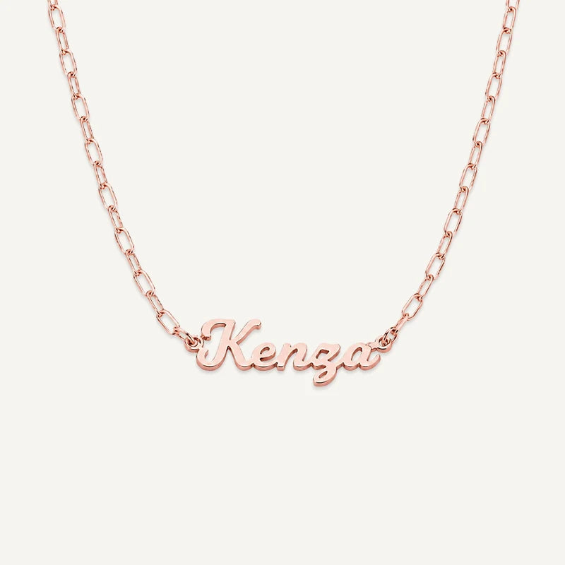 Collier Prénom Personnalisé Chaîne à Maillons O Rose