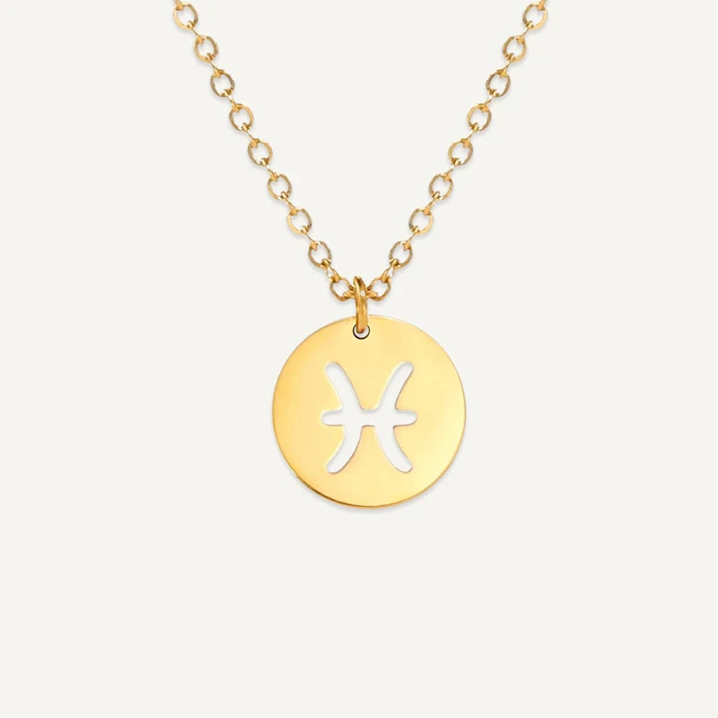 Collier Signe Astrologique Découpé Or Poissons