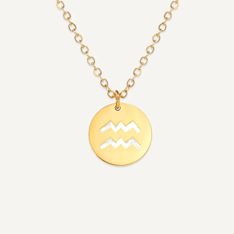 Collier Signe Astrologique Découpé Or Verseau