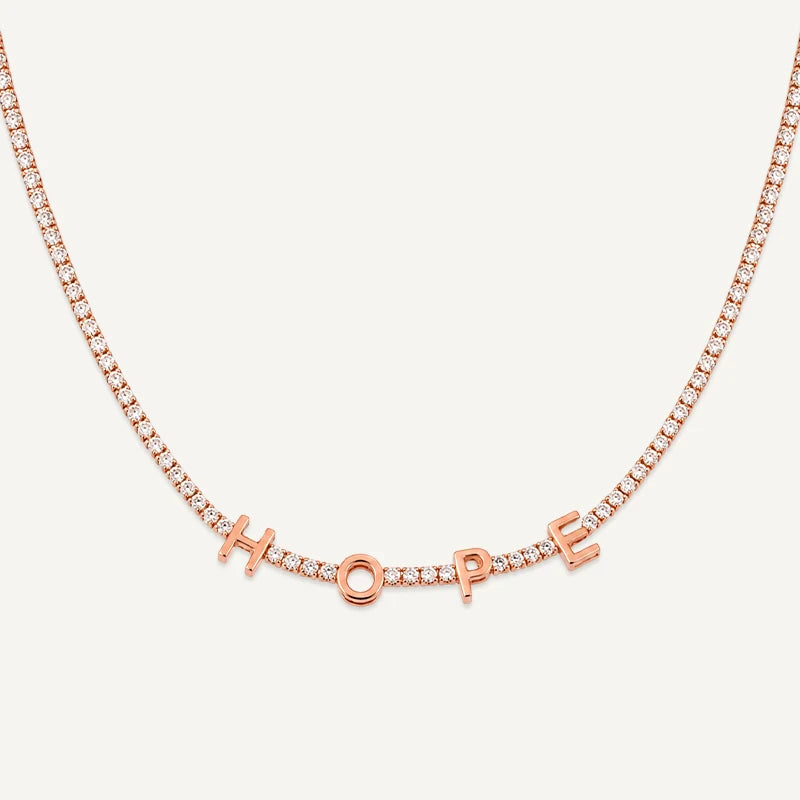 Collier Tennis Prénom Personnalisé Or Rose