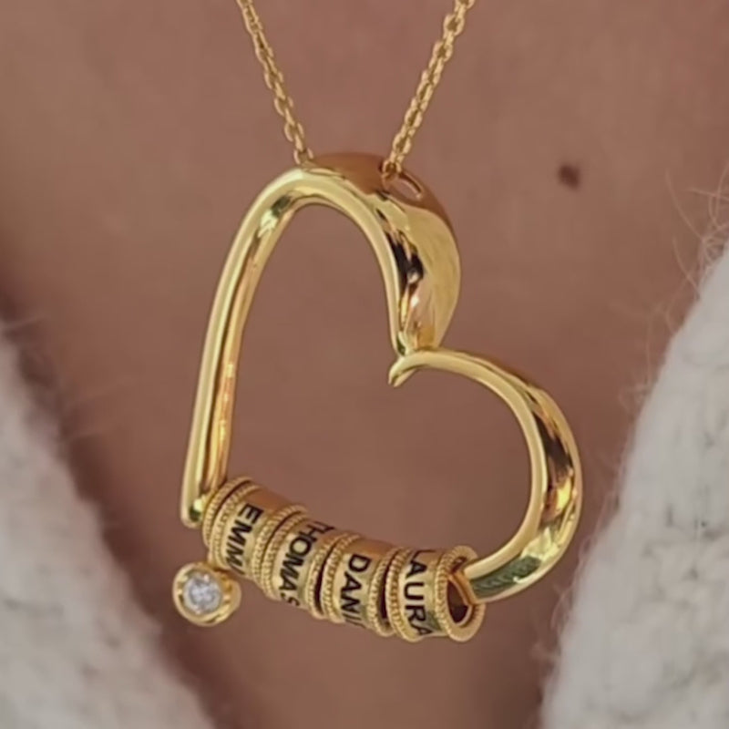 Collier Cœur Prénoms avec Pierre de Naissance